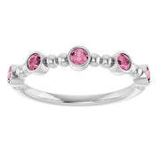 Sterling Silver Natural Pink Tourmaline Stackable Ring