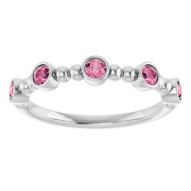 Sterling Silver Natural Pink Tourmaline Stackable Ring