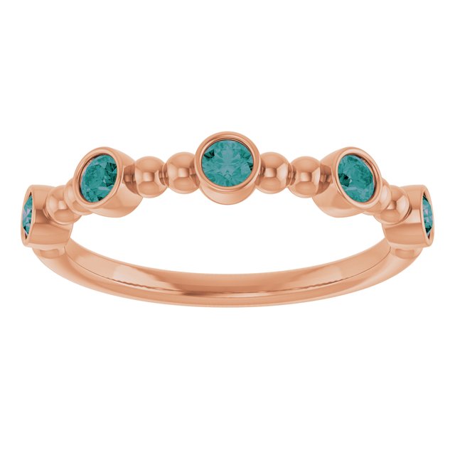 14K Rose Lab-Grown Alexandrite Stackable Ring