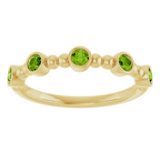 14K Yellow Natural Peridot Stackable Ring