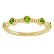 14K Yellow Natural Peridot Stackable Ring