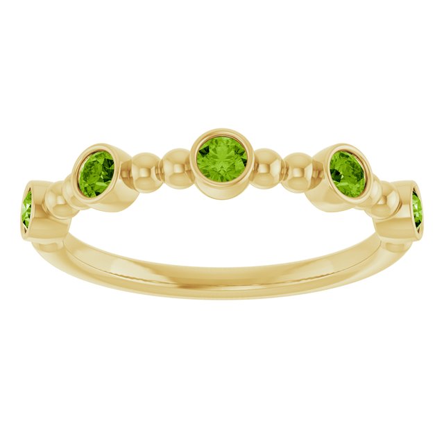 14K Yellow Natural Peridot Stackable Ring