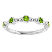 14K White Natural Peridot Stackable Ring