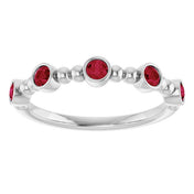 Platinum Lab-Grown Ruby Stackable Ring