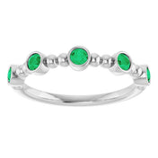 14K White Natural Emerald Stackable Ring