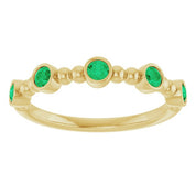 14K Yellow Lab-Grown Emerald Stackable Ring