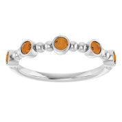14K White Natural Citrine Stackable Ring