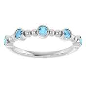 Sterling Silver Natural Aquamarine Stackable Ring