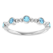 Sterling Silver Natural Aquamarine Stackable Ring