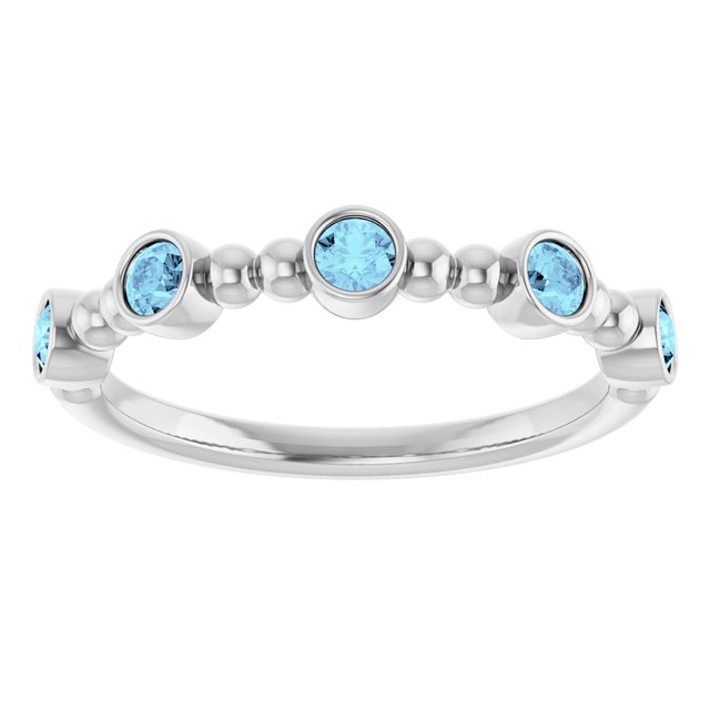Sterling Silver Natural Aquamarine Stackable Ring