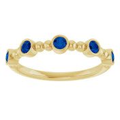 14K Yellow Lab-Grown Blue Sapphire Stackable Ring