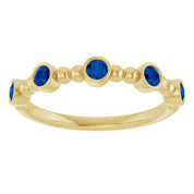 14K Yellow Lab-Grown Blue Sapphire Stackable Ring