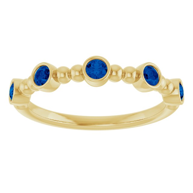 14K Yellow Lab-Grown Blue Sapphire Stackable Ring