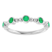 Sterling Silver Lab-Grown Emerald Stackable Ring