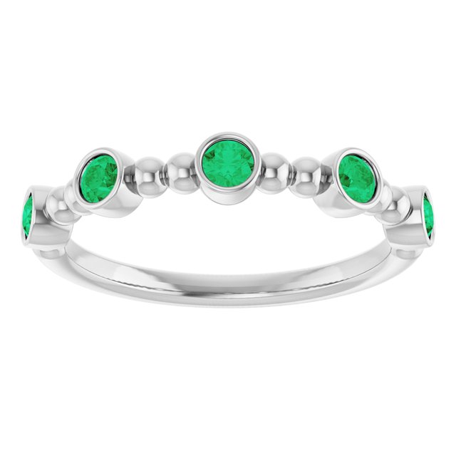 Sterling Silver Lab-Grown Emerald Stackable Ring