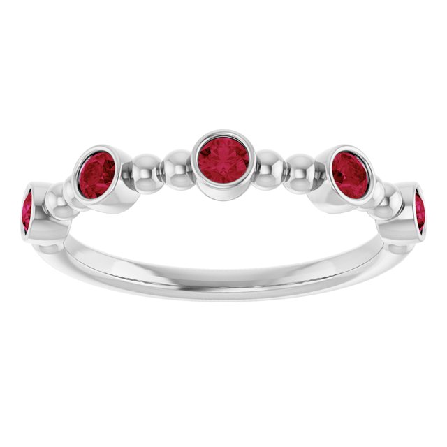 Sterling Silver Natural Ruby Stackable Ring