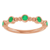 14K Rose Natural Emerald Stackable Ring