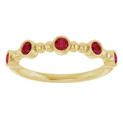 14K Yellow Lab-Grown Ruby Stackable Ring