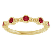 14K Yellow Lab-Grown Ruby Stackable Ring