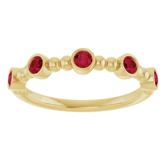 14K Yellow Lab-Grown Ruby Stackable Ring