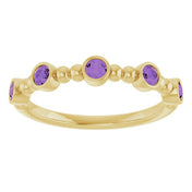 14K Yellow Natural Amethyst Stackable Ring