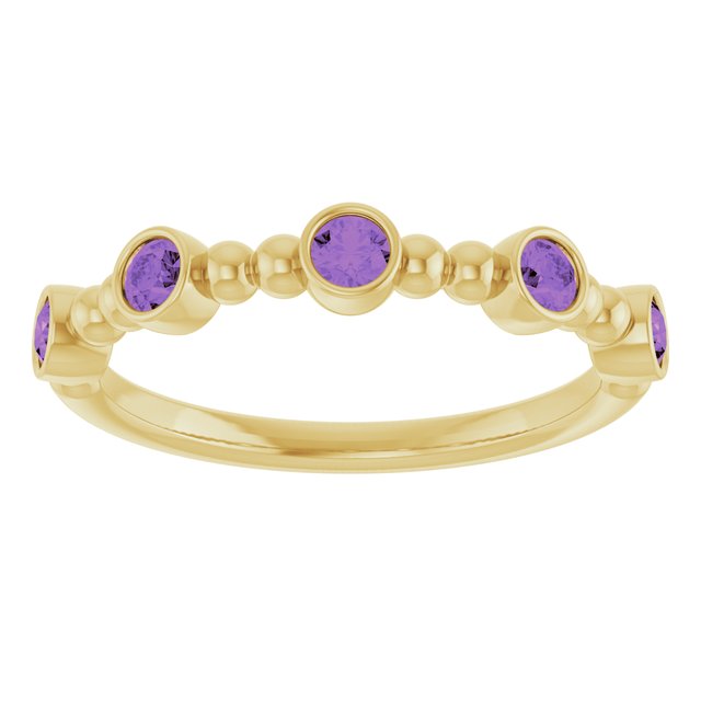 14K Yellow Natural Amethyst Stackable Ring
