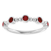 14K White Natural Mozambique Garnet Stackable Ring