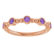 14K Rose Natural Amethyst Stackable Ring