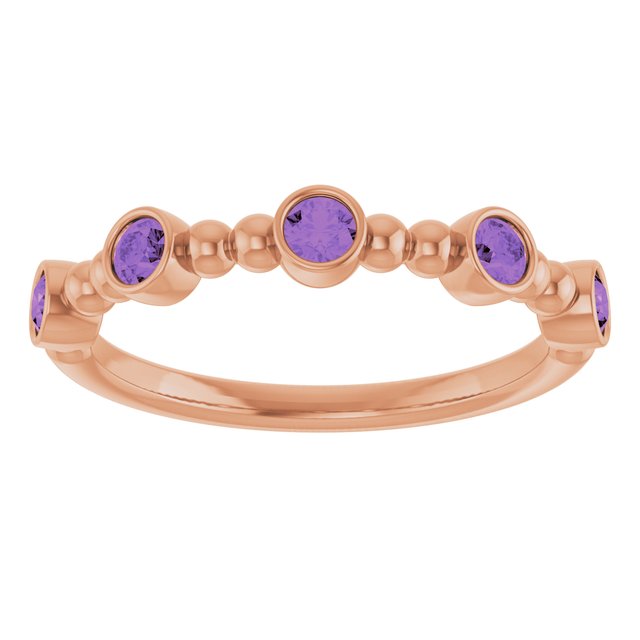 14K Rose Natural Amethyst Stackable Ring
