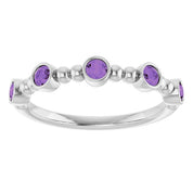 Sterling Silver Natural Amethyst Stackable Ring