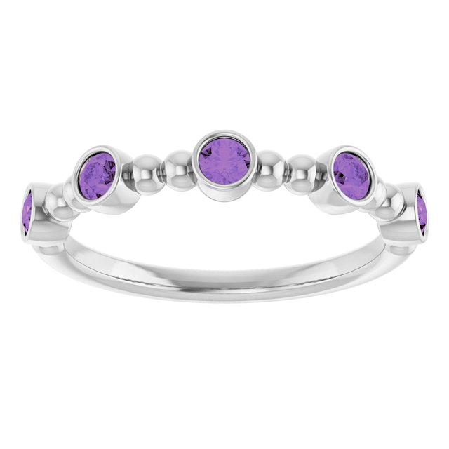 Sterling Silver Natural Amethyst Stackable Ring