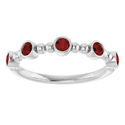 Sterling Silver Natural Mozambique Garnet Stackable Ring