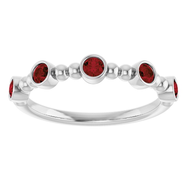 Sterling Silver Natural Mozambique Garnet Stackable Ring