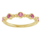 14K Yellow Natural Pink Tourmaline Stackable Ring