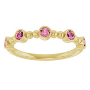 14K Yellow Natural Pink Tourmaline Stackable Ring