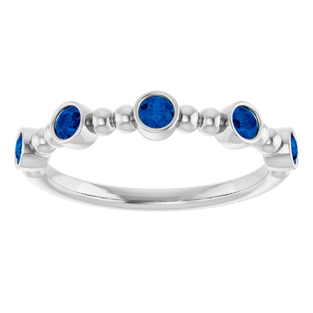 Sterling Silver Lab-Grown Blue Sapphire Stackable Ring