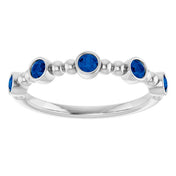 14K White Natural Blue Sapphire Stackable Ring