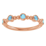 14K Rose Natural Aquamarine Stackable Ring
