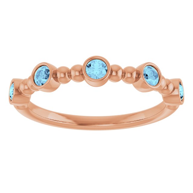 14K Rose Natural Aquamarine Stackable Ring