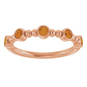 14K Rose Natural Citrine Stackable Ring
