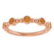 14K Rose Natural Citrine Stackable Ring