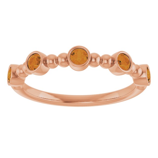14K Rose Natural Citrine Stackable Ring