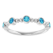 Sterling Silver Natural Blue Zircon Stackable Ring