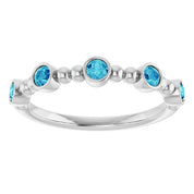 Sterling Silver Natural Blue Zircon Stackable Ring
