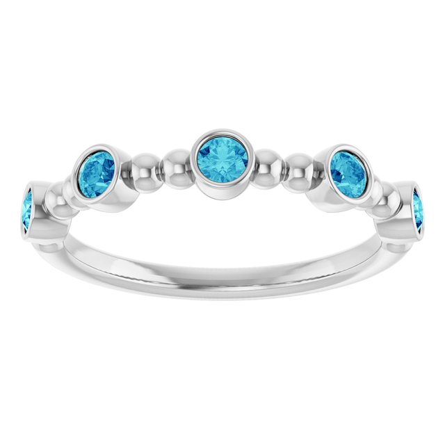 Sterling Silver Natural Blue Zircon Stackable Ring