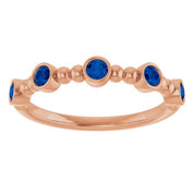 14K Rose Lab-Grown Blue Sapphire Stackable Ring