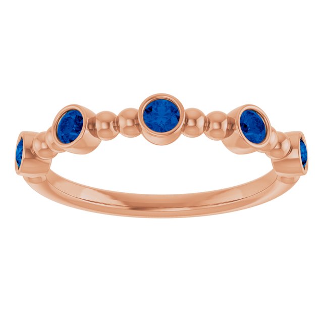 14K Rose Lab-Grown Blue Sapphire Stackable Ring