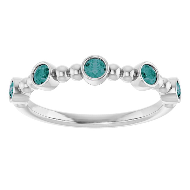 14K White Lab-Grown Alexandrite Stackable Ring