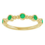 14K Yellow Natural Emerald Stackable Ring