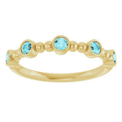 14K Yellow Natural Blue Zircon Stackable Ring